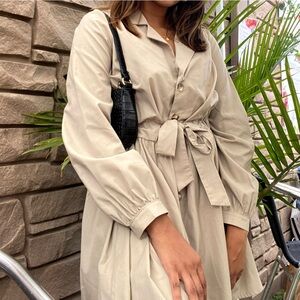 ASOS KHAKI MINI DRESS WITH DROP WAIST